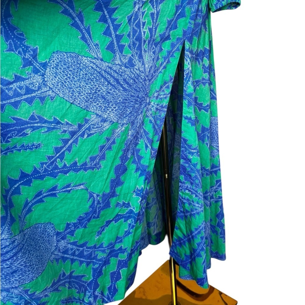 Oliphant Crew Neck Smocked Waist Maxi in Thistle Green XS - Picture 5 of 13